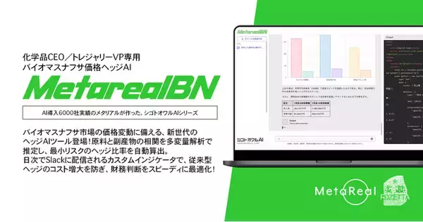 【メタリアル・グループ】バイオマスナフサ価格ヘッジAIエージェント「Metareal バイオナフ(Metareal BN)」8/20提供開始