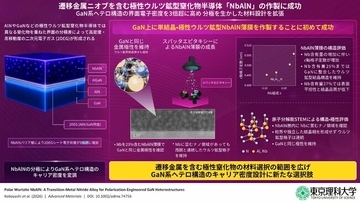 遷移金属ニオブを含む極性ウルツ鉱型窒化物半導体「NbAlN」の作製に成功 ～GaN系ヘテロ構造の界面電子密度を3倍超に高め、分極を生かした材料設計を拡張～
