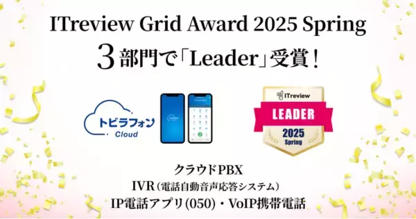 「トビラフォン Cloud」が、ITreview Grid Award 2025 SpringのクラウドPBX・IVR・IP電話アプリの3部門で「Leader」を13期連続受賞