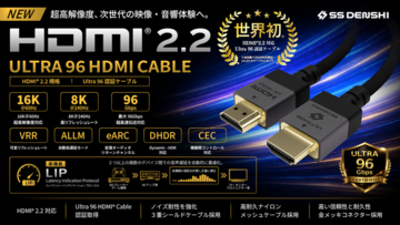 国内初※の次世代規格「HDMI 2.2」に対応した「Ultra 96 HDMI(R)認証ケーブル」を市場投入！