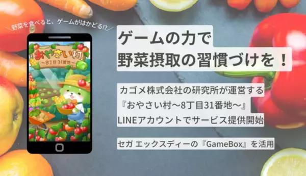 野菜を食べるとゲームがはかどる？セガ エックスディー、カゴメとゲーミフィケーションを活用したサービス『 おやさい村～8丁目31番地～ 』の実証実験を開始