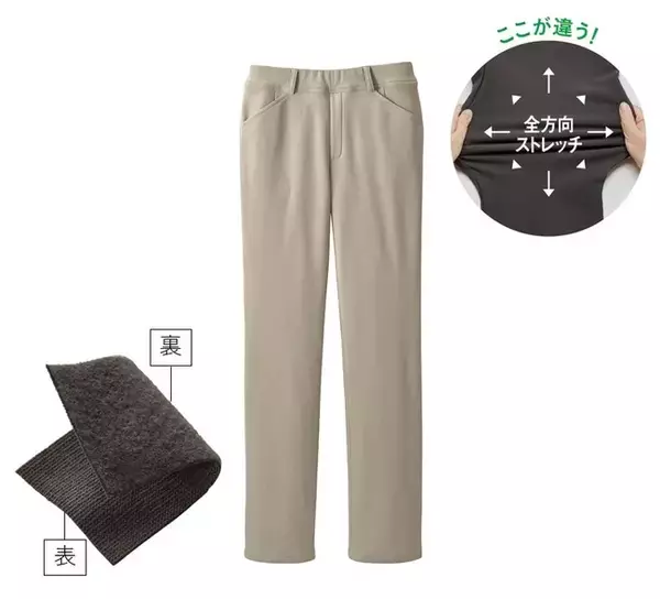 セシールの人気商品！安心の日本製素材で高クオリティをキープ！全方向ストレッチの『裏起毛ハイテンションストレートパンツ』がシリーズ累計158万本突破！（2022年10月時点）