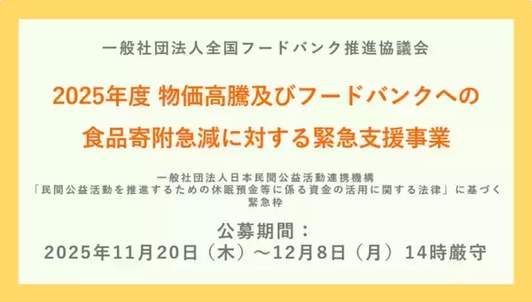 「物価高騰及びフードバンクへの食品寄附急減に対する緊急支援事業」実行団体の公募を開始しました