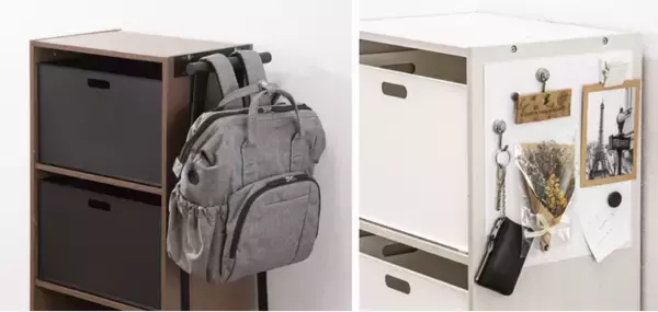 【ニトリ】カラーボックスの側面を有効活用！バッグハンガーと、マグネットをつけられるプレートが新登場