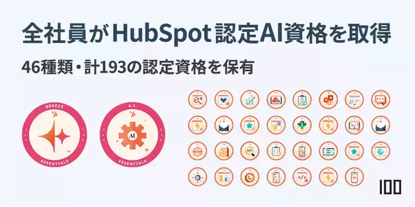 株式会社100、全社員がHubSpot認定AI資格を取得