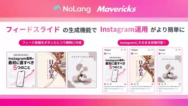 株式会社Mavericksは、動画生成AI「NoLang」のスライド生成機能をアップデート！イラスト・図解を駆使したビジュアル表現に優れたフィード・カルーセル投稿用スライドの自動生成に対応