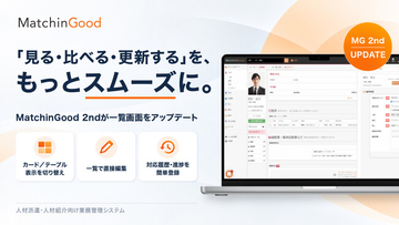 「見る・比べる・更新する」をもっとスムーズに。人材派遣管理システム「MatchinGood 2nd」が一覧画面をアップデート