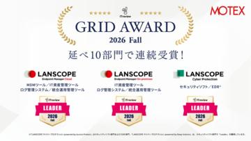 LANSCOPE 4製品、「ITreview Grid Award 2026 Fall」の延べ10部門で「Leader」を受賞