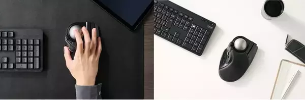 「ロングセラーのトラックボールマウス「HUGE」シリーズがリニューアル！マルチ接続とベアリング支持でパワーアップしたトラックボールマウス「HUGE PLUS」を新発売」の画像