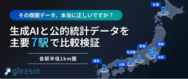 【エムディー株式会社】AI出店戦略ツール「gleasin」と生成AIによる商圏調査の精度を主要7駅で検証。公的統計データとの比較結果を公開