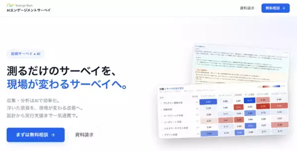 成果が出ないエンゲージメントサーベイ、もうやめませんか。リデザインワークがAI人事参謀シリーズ第4弾『AIエンゲージメントサーベイ』を提供開始
