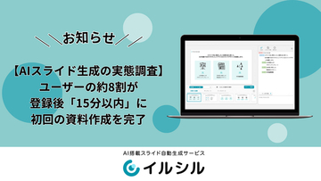 【AI資料作成の実態調査】AI搭載スライド自動生成サービス「イルシル」、ユーザーの約8割が登録後「15分以内」に初回の資料作成を完了