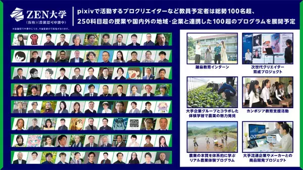 新しいオンライン大学「ZEN大学（仮称・設置認可申請中）」カリキュラム・課外プログラム・教員など追加情報を発表