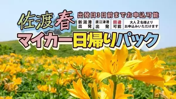 「【佐渡汽船】2026年度春期間「佐渡マイカー日帰りパック」発売」の画像