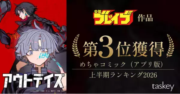 少年ブレイブ作品『アウトデイズ』が「めちゃコミック（アプリ版） 上半期ランキング2026」第3位を獲得！