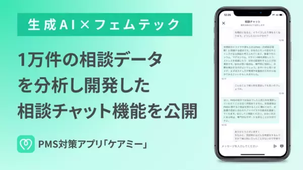 PMS対策アプリ「ケアミー」が生成AIを活用した相談チャット機能をリリース。1万件の相談データをもとに女性の健康課題をサポート。