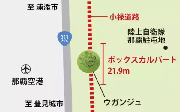「沖縄の祈りの場、拝所（ウガンジュ）の下に道を通す - 令和4年度小禄道路ボックスカルバート工事」の画像