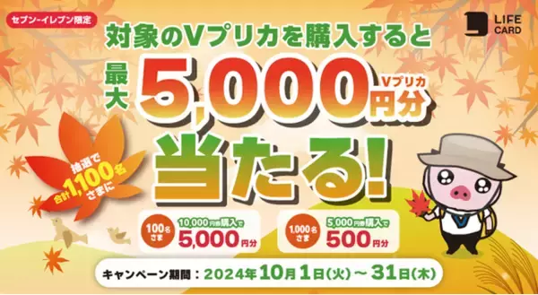 抽選で最大5,000円分のＶプリカが当たる！