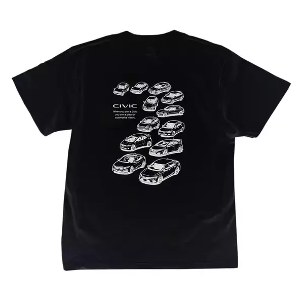 「歴代 Honda シビック」デザインTシャツにブラックが登場！