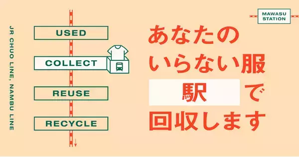 不要な衣服の回収が駅でも可能に！JR中央線・南武線の駅を拠点に、不要になった衣服を回収し、再利用・資源化する「MAWASU STATION」の実証実験を、2022年7月1日より開始