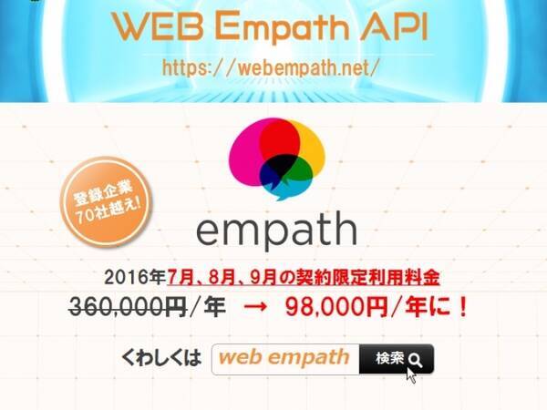 スマートメディカルが国内初となる音声気分解析api Web Empath Api を7月から9月まで限定割引価格で提供開始 16年7月12日 エキサイトニュース