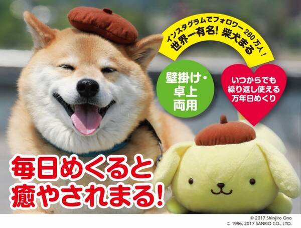 18年戌年 いぬどし は毎日がワンダフル 世界一有名な柴犬とサンリオ大人気キャラが奇跡の犬コラボ 柴犬まる ポムポムプリンのハッピー日めくり 発売 17年9月25日 エキサイトニュース