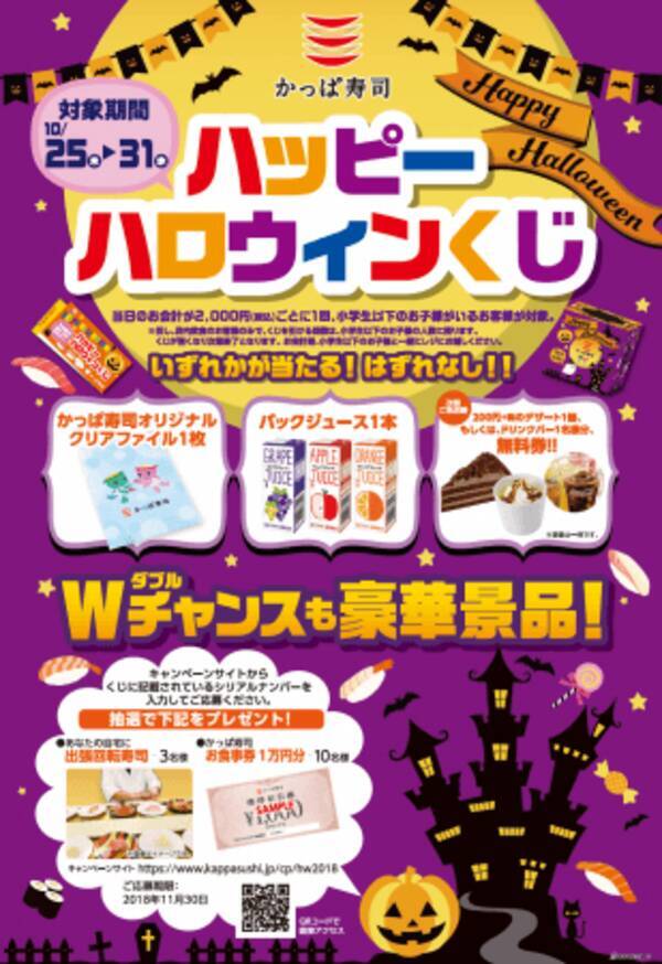 かっぱ寿司オリジナルグッズや次回使えるクーポンがもれなくもらえる ハッピーハロウィンくじ キャンペーン開催 出張回転寿司が当たる Wチャンスキャンペーンも実施 18年10月12日 エキサイトニュース