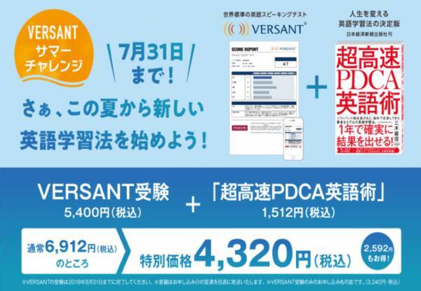 英語スピーキングテスト Versant のサマーキャンペーン開催 2019年5月29日 エキサイトニュース