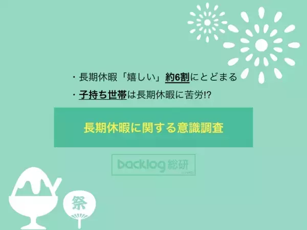 【Backlog総研/調査レポート】長期休暇「嬉しい」約6割 -- 子持ち世帯は連休に苦労!?