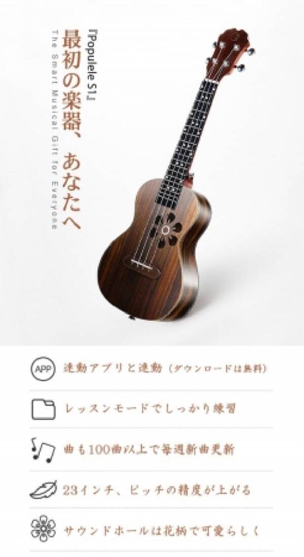 100万円突破 スマホと連動で簡単に曲を演奏できる スマートウクレレpopulele S1 19年11月5日 エキサイトニュース