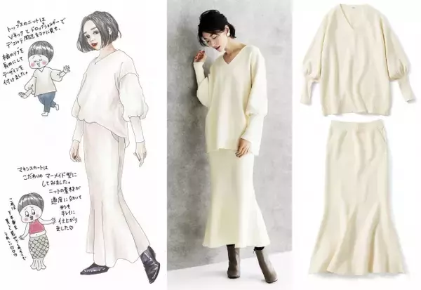 ファッションイラストレーター きくちあつこさんとの第9回目となるコラボ新作のセットアップニットが「IEDIT」から新登場