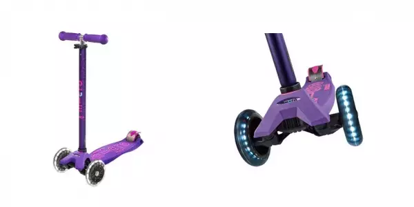 世界のキックボードブランド「マイクロスクータージャパン」、自発電で光るタイヤ付き「マキシ・マイクロ・デラックスLED」よりブルー、レッドに続き人気色のパープル追加！