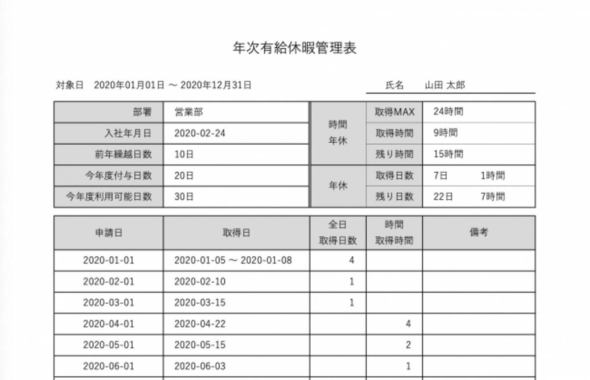 年次有給休暇管理エクセルテンプレート 無料ダウンロード 年2月26日 エキサイトニュース