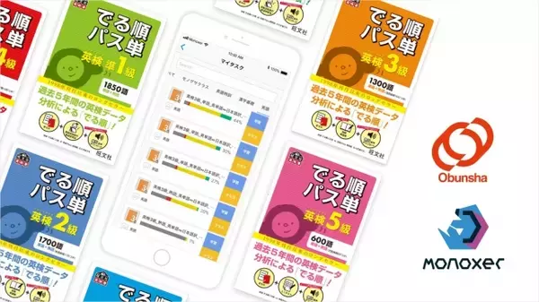 記憶定着のための学習アプリ「Monoxer」、旺文社の英検(R)対策教材「英検でる順パス単」を提供開始-Monoxerの法人利用ユーザーの内、1万5千人超のユーザーが利用開始予定-