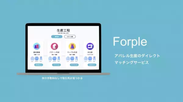 アパレル生産の仲介手数料０円、ダイレクトマッチングサービス「Forple」のβ版をリリース