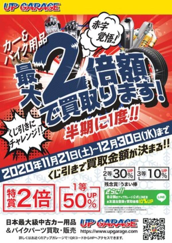 カー バイク用品 買取金額は最大110 Up 販売金額は最大50 Off アップガレージ ウインターキャンペーン開催 年11月19日 エキサイトニュース