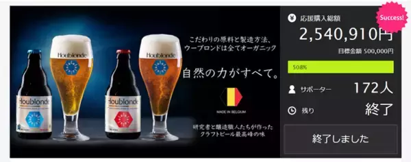 「『「五感で楽しむ」クラフトビール』ウーブロンドが日本での一般販売をスタート　　　Makuake(マクアケ)先行独占販売は売り上げ目標の500％を達成！」の画像