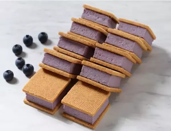 【Now on Cheese♪】東京駅で大人気のチーズケーキサンドに季節限定フレーバーが新登場！ブルーベリーを練りこんだチーズケーキをしっとりサブレでサンドしたチーズスイーツです。