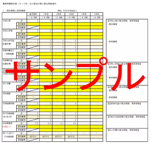 事業再構築補助金　収益計画表(Excelシート)の単体販売を開始します【事業計画書】