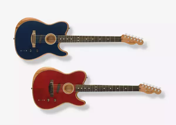 「アコースティックとエレキが融合した次世代ギター AMERICAN ACOUSTASONIC(R) TELECASTER(R) に新色「クリムゾンレッド」「スティールブルー」が登場！4月30日より国内販売を開始」の画像