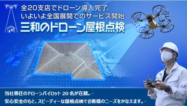 「戸建住宅向けドローン屋根点検300棟突破！外壁塗装の三和ペイント株式会社」の画像