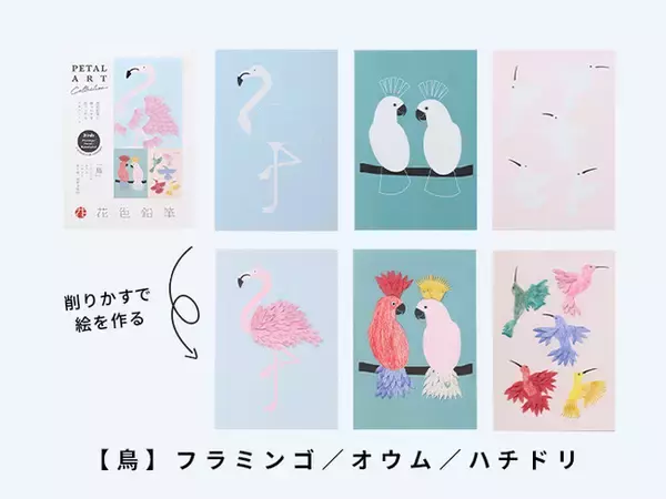 「削りかすをアートに！花びらのような「花色鉛筆」の削りかすを使って立体的な絵が作れる「花⾊鉛筆ペタルアートコレクション」発売」の画像