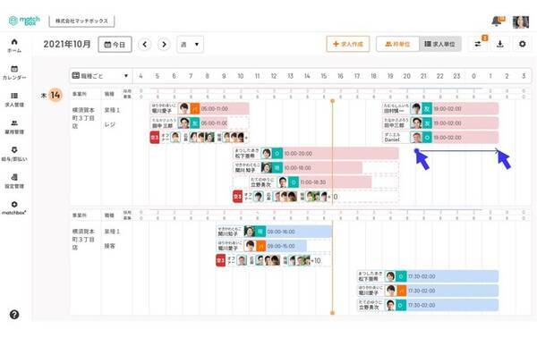 人材のdx化を行うお仕事アプリ Matchbox のシフトカレンダー B版 リリース 現役従業員や登録者のシフト共有 配置から外部求人の状況まで一画面で管理 21年9月29日 エキサイトニュース