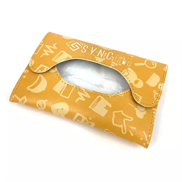 シンクイノベーション株式会社のOEMホームページ『Sync-labo（シンクラボ）』にオリジナルプリント可能なポケットティッシュケースが新登場！