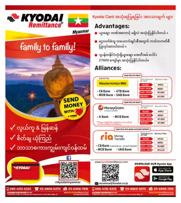 日本から、ミャンマーのKBZ銀行での海外送金の受け取りが可能になりました！