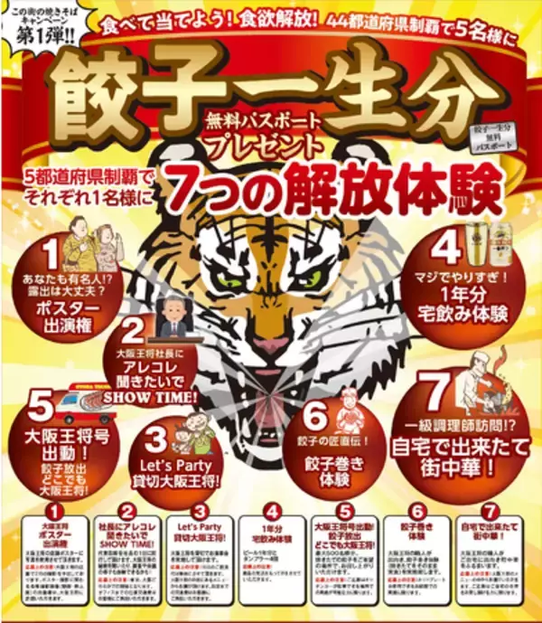 ～大阪王将 2021年最大の解放！ 「餃子一生分無料パスポート」が当たる！～ 『この街の焼きそばキャンペーン第一弾』を11月19日（金）より開催