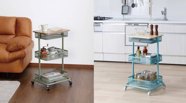 キッチンやリビング、寝室のちょっとした収納に！コメリのオリジナルブランドアテーナライフから大人気の「メッシュバスケットワゴン」に新色、カーキ・ターコイズブルーが登場！  (2021年11月19日) - エキサイトニュース