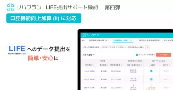 リハプランが「口腔機能向上加算II」のLIFE提出サポート機能の提供を開始