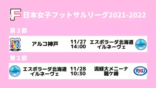 【北海道はホームで２連戦！】本日２７日・２８日、日本女子フットサルリーグ２０２１-２０２２ 代替２試合 北海道開催もSPOZONEにて生配信！
