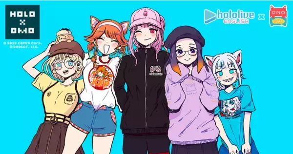 英語圏VTuberグループ「hololive English -Myth-」とアパレルブランドOMOCATがコラボしたコレクションがアメリカ太平洋標準時12月3日（金）12:00より発売開始